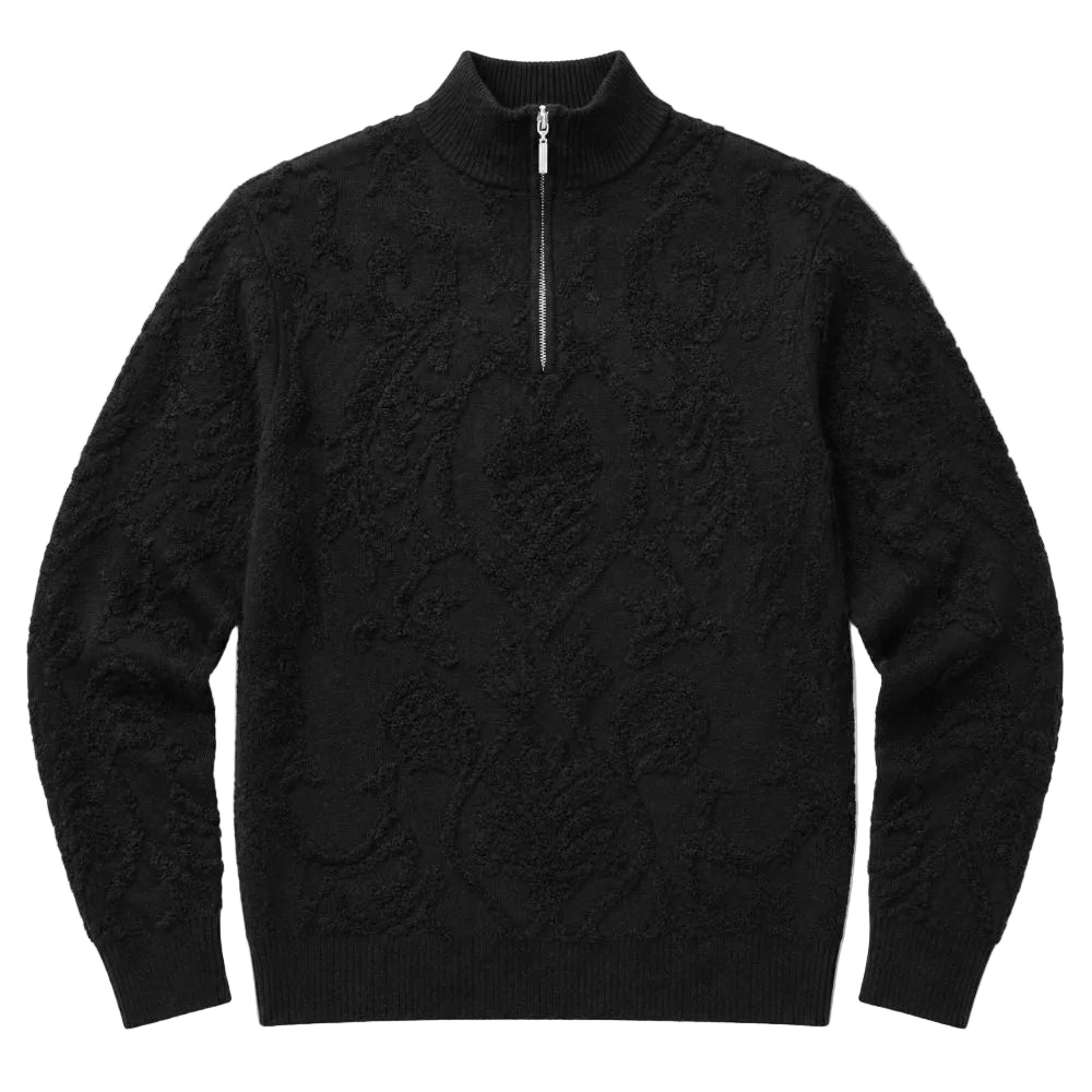 Stacy Adams - Black Quarter Zip Mock Neck Sweater