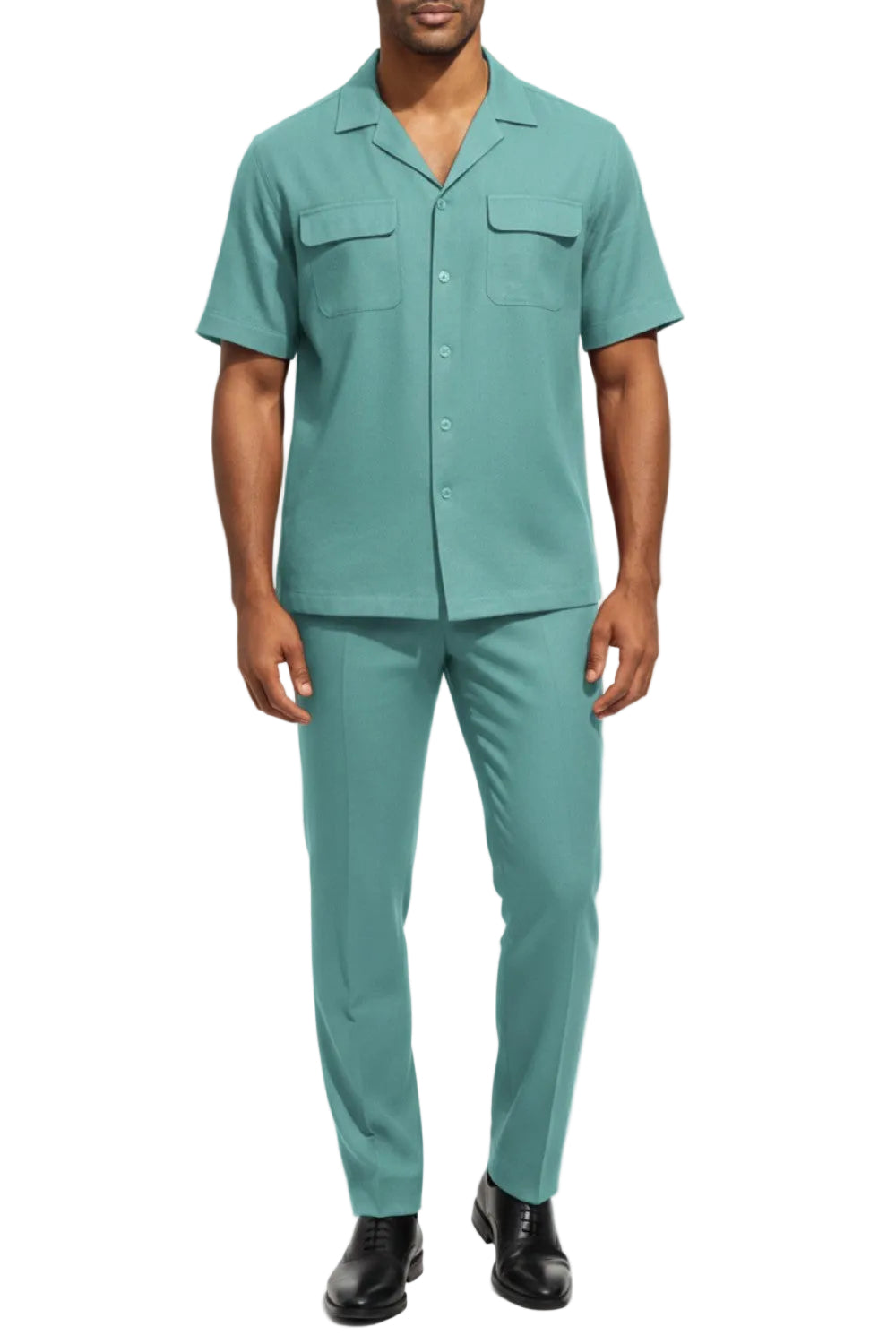 Stacy Adams - Aqua Linen 2 Piece Walking Suit Set