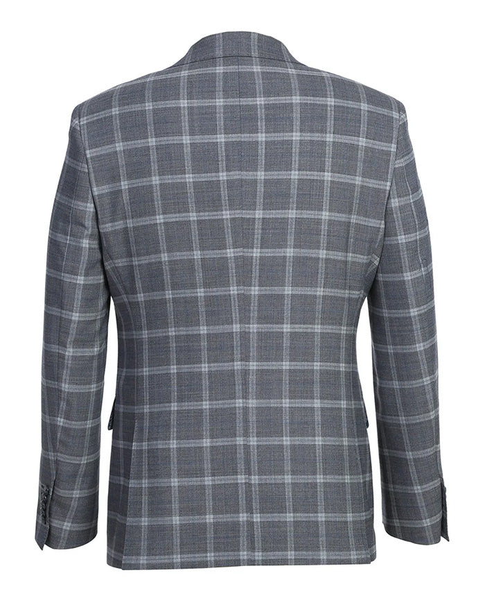 English Laundry 2-Piece Gray Plaid Wool Blend Slim Fit Suit