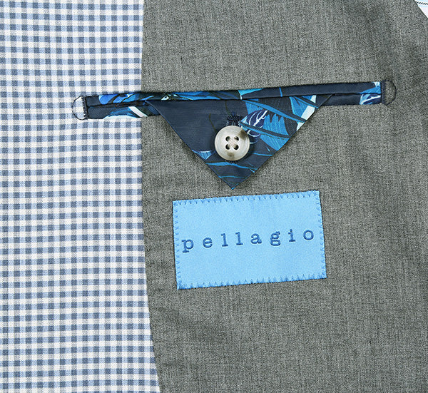 Blazer coupe slim en demi-toile à carreaux bleu sauge