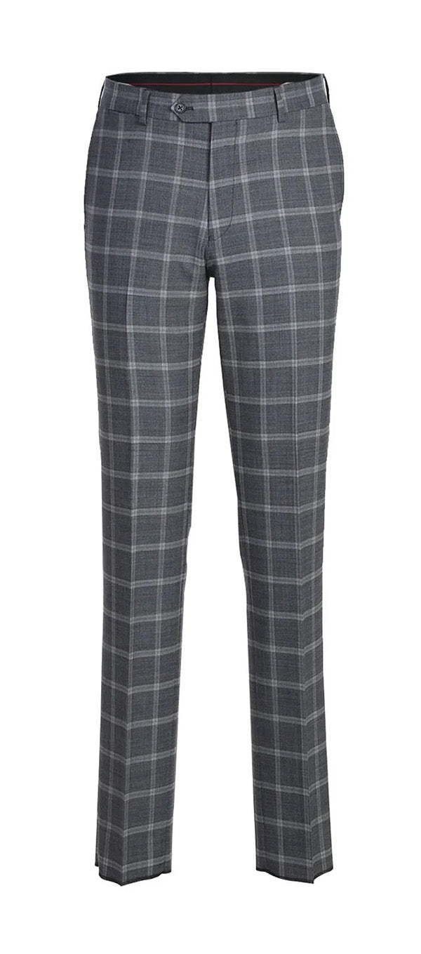 English Laundry 2-Piece Gray Plaid Wool Blend Slim Fit Suit