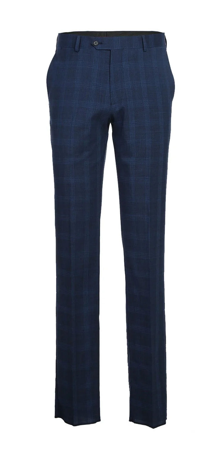 English Laundry 2-Piece Blue Plaid Wool Blend Slim Fit Dress Suit