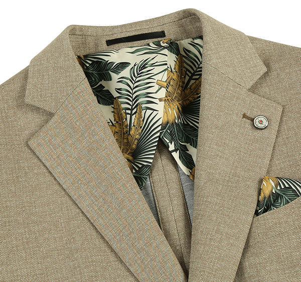 Blazer slim fit de media lona en color caqui