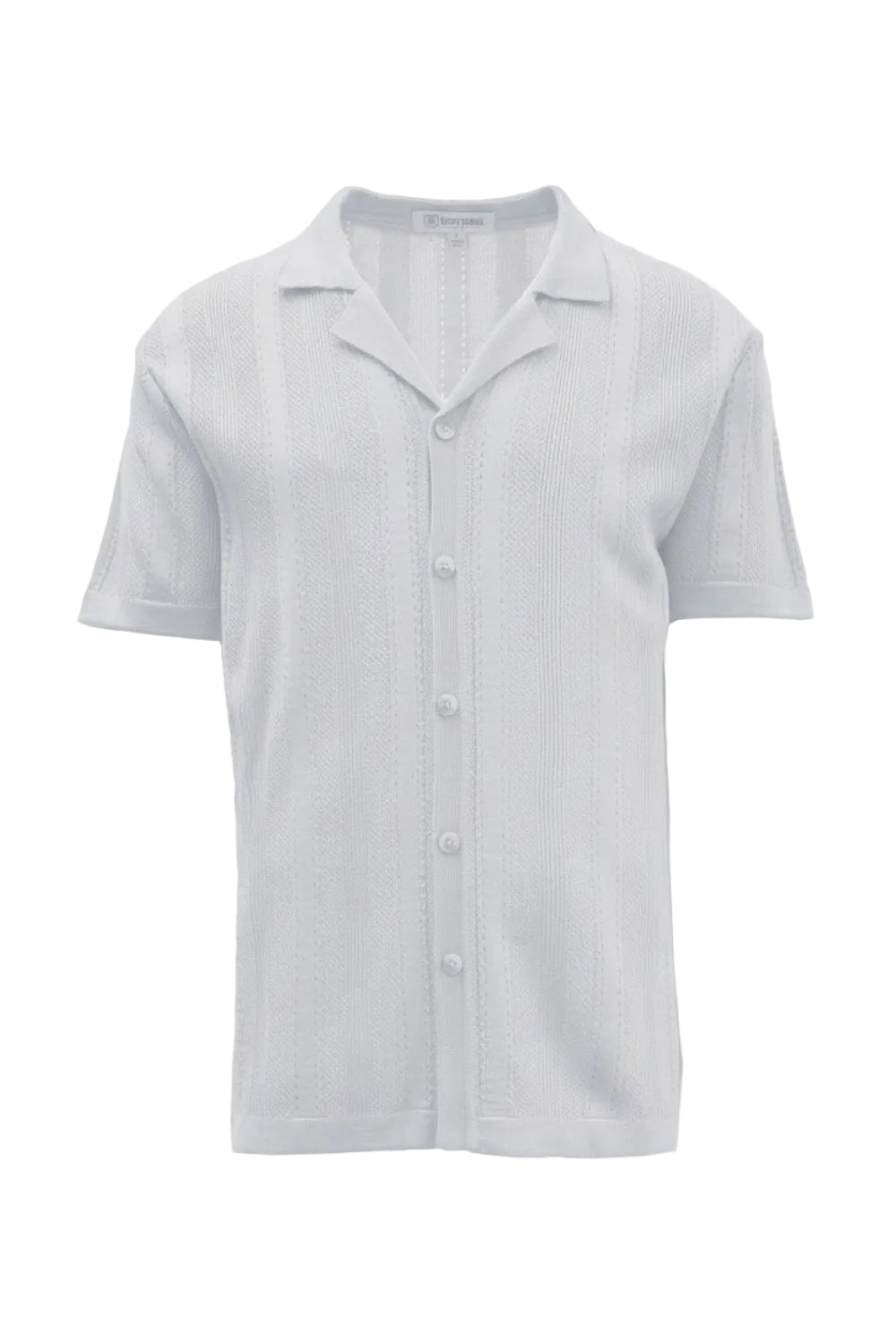 Short-sleeve button-up shirt on a white background