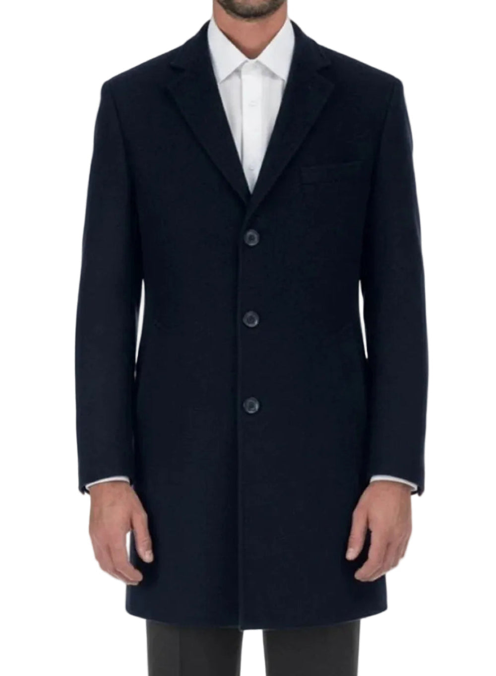 Wool Blend Navy Overcoat