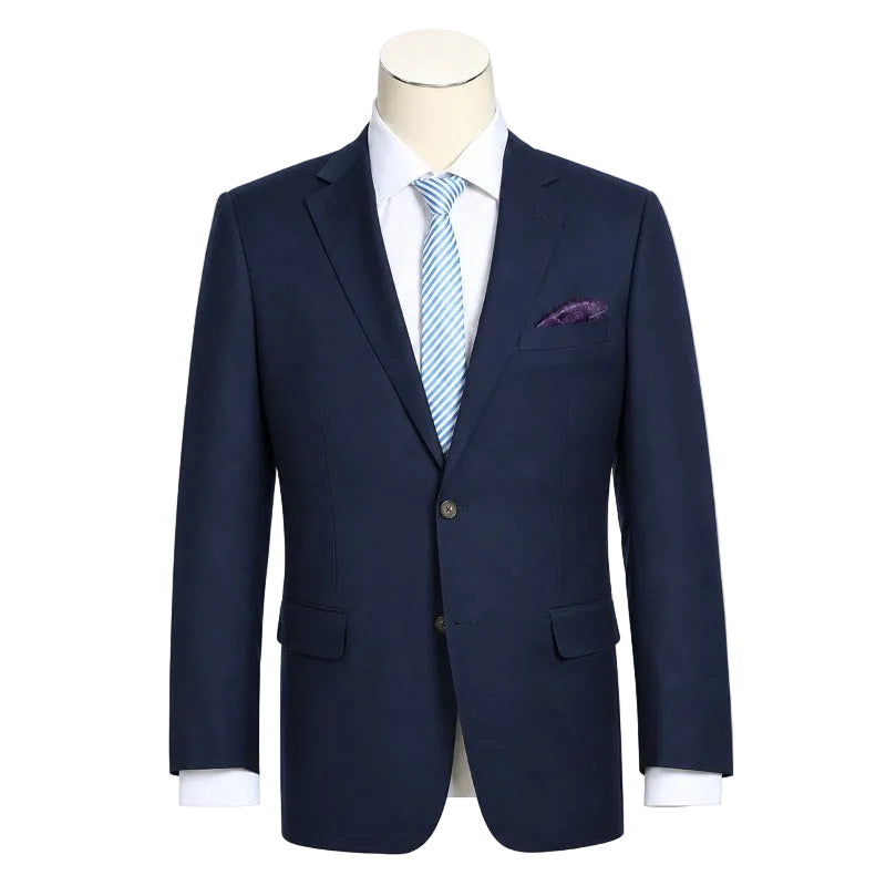 Wool Regular Fit Blazer Solid Color in Dark Navy