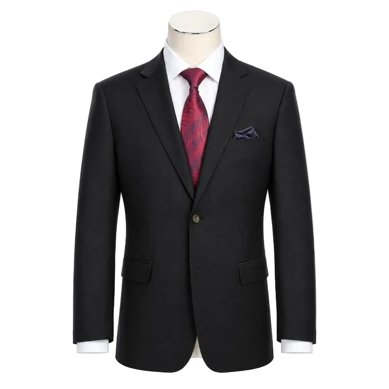 Wool Regular Fit Blazer Solid Color in Black