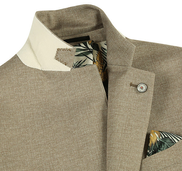 Blazer slim fit de media lona en color caqui