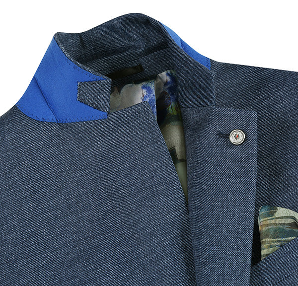 Americana de corte slim de media lona en azul