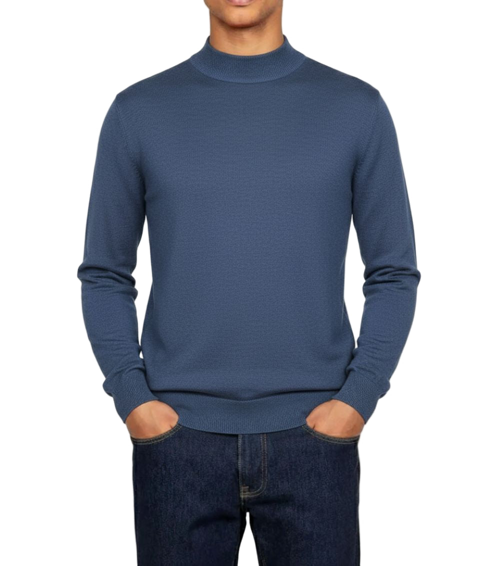 Stacy Adams - Men’s Mock Knit Indigo Sweater