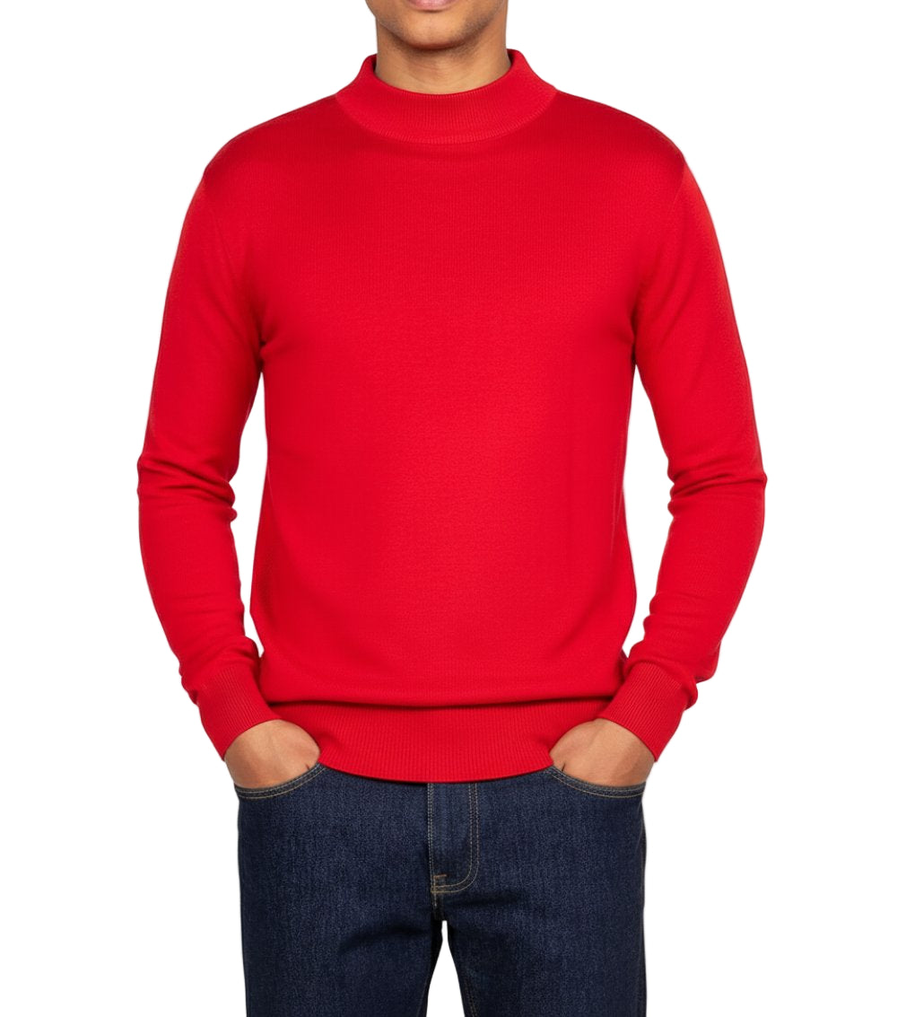 Stacy Adams - Men’s Mock Knit Red Sweater