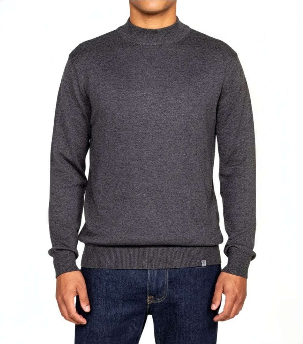Stacy Adams - Men’s Mock Knit Dark Gray Sweater