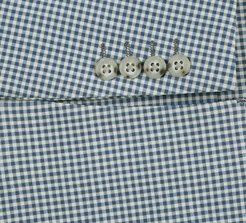 Blazer coupe slim en demi-toile à carreaux bleu sauge