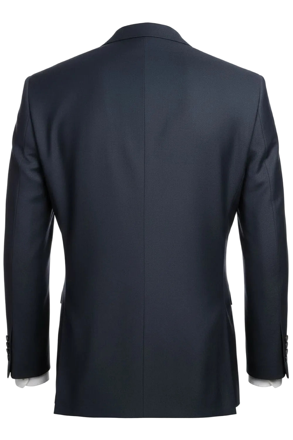 Navy blue suit jacket on a white background
