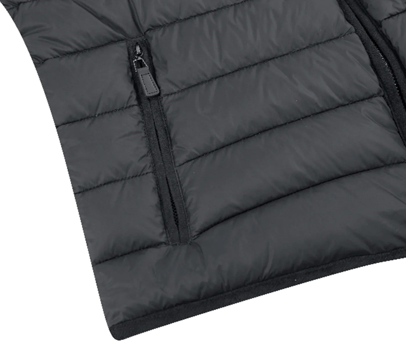 Full view of a solid Black Regular Classic Fit Goose Down Vest.