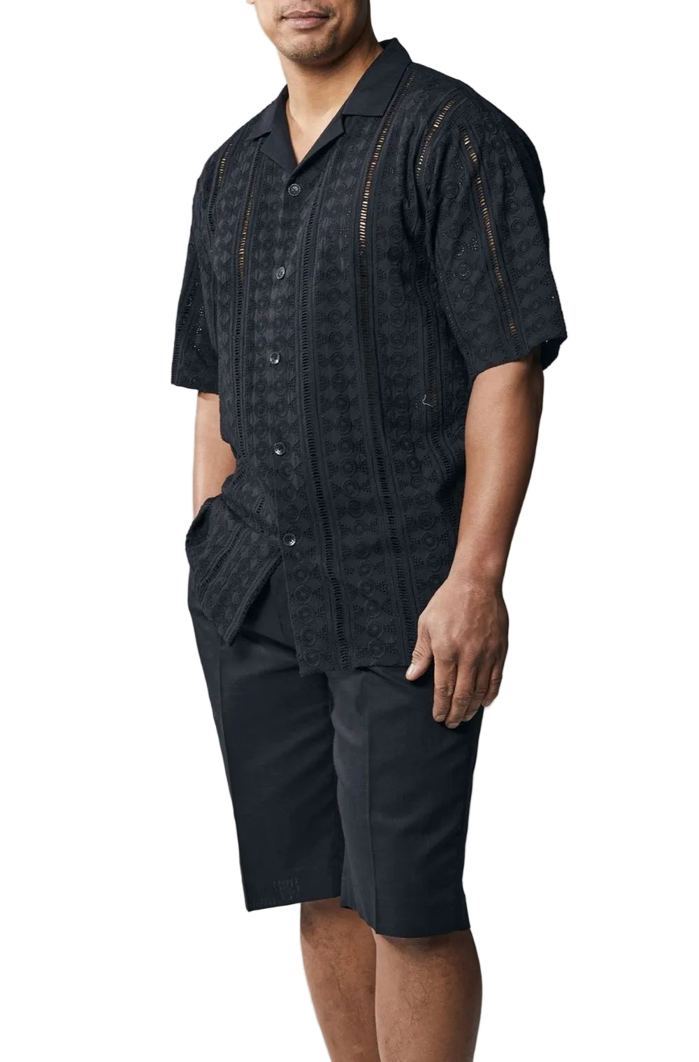 Stacy Adams - Men's Black Linen Short Pants Set