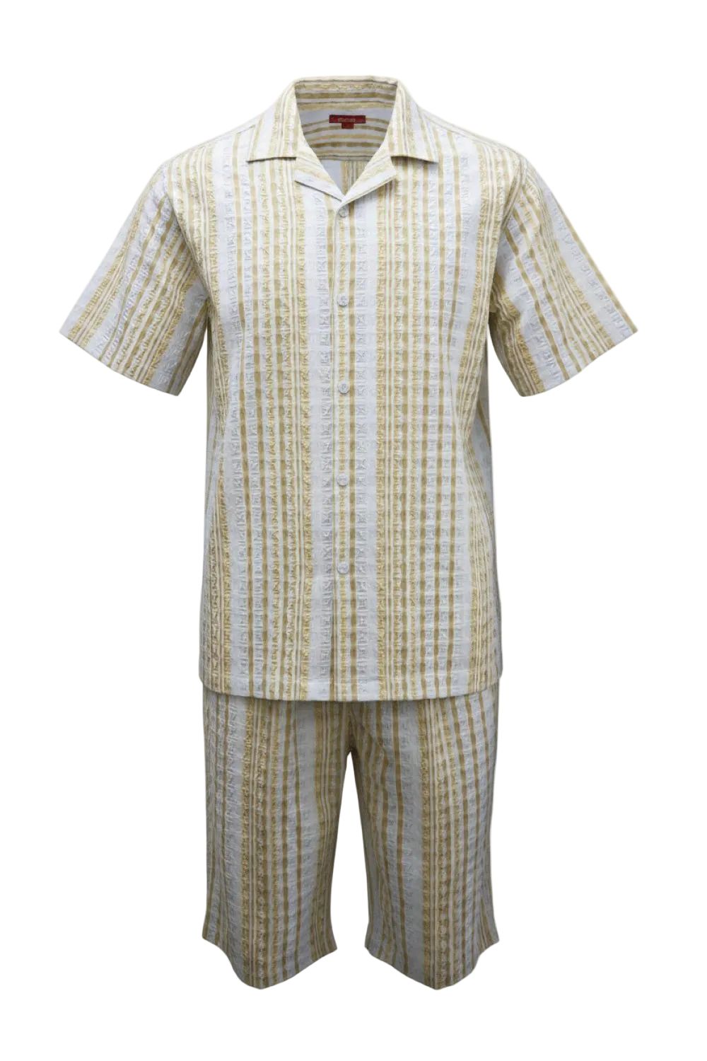 Checkered shirt and shorts set on a white background