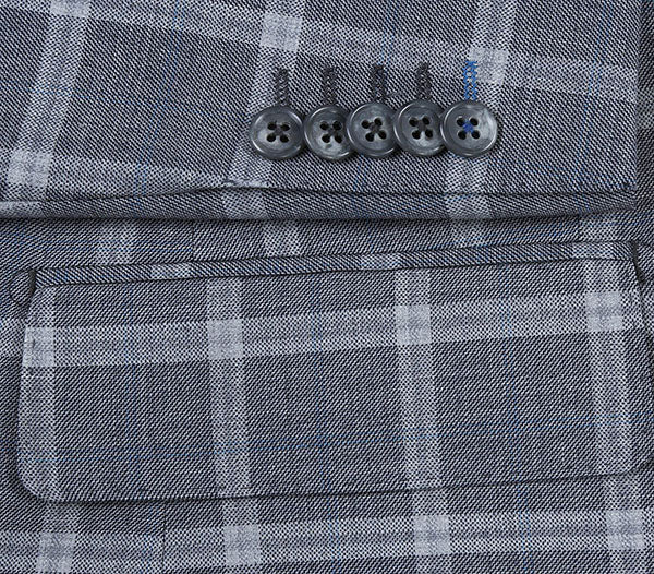 English Laundry 2-Piece Gray Plaid Wool Blend Slim Fit Suit