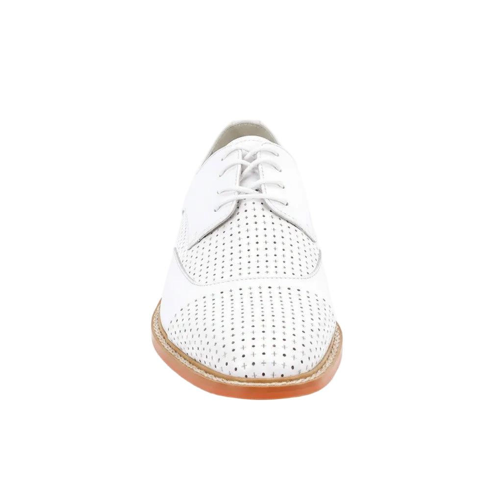 White perforated leather shoe on a white background