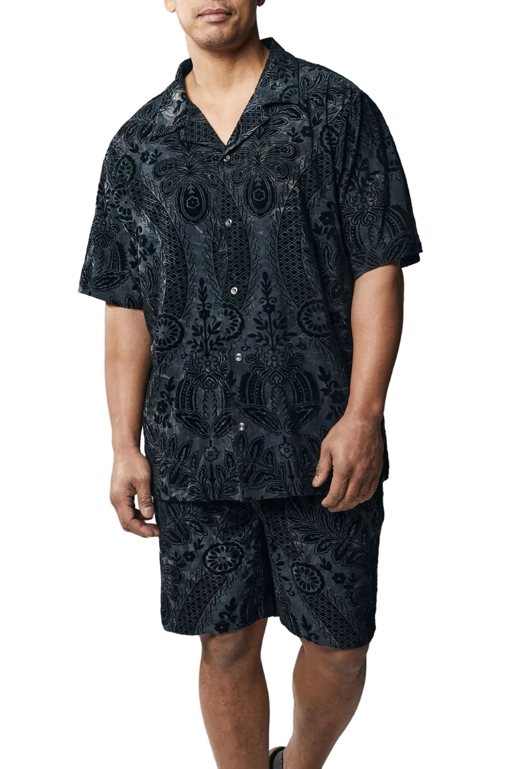 Stacy Adams - Men's Black Abstract Design 2 Piece Short Set