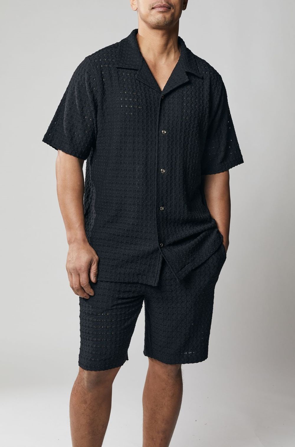 Stacy Adams - Men's Black 2 Piece Knit Short Set