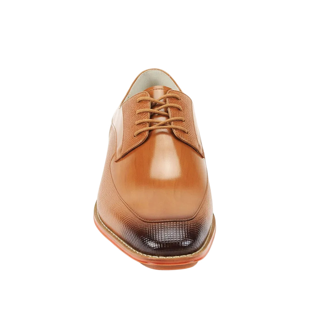 Tan leather shoe on a white background