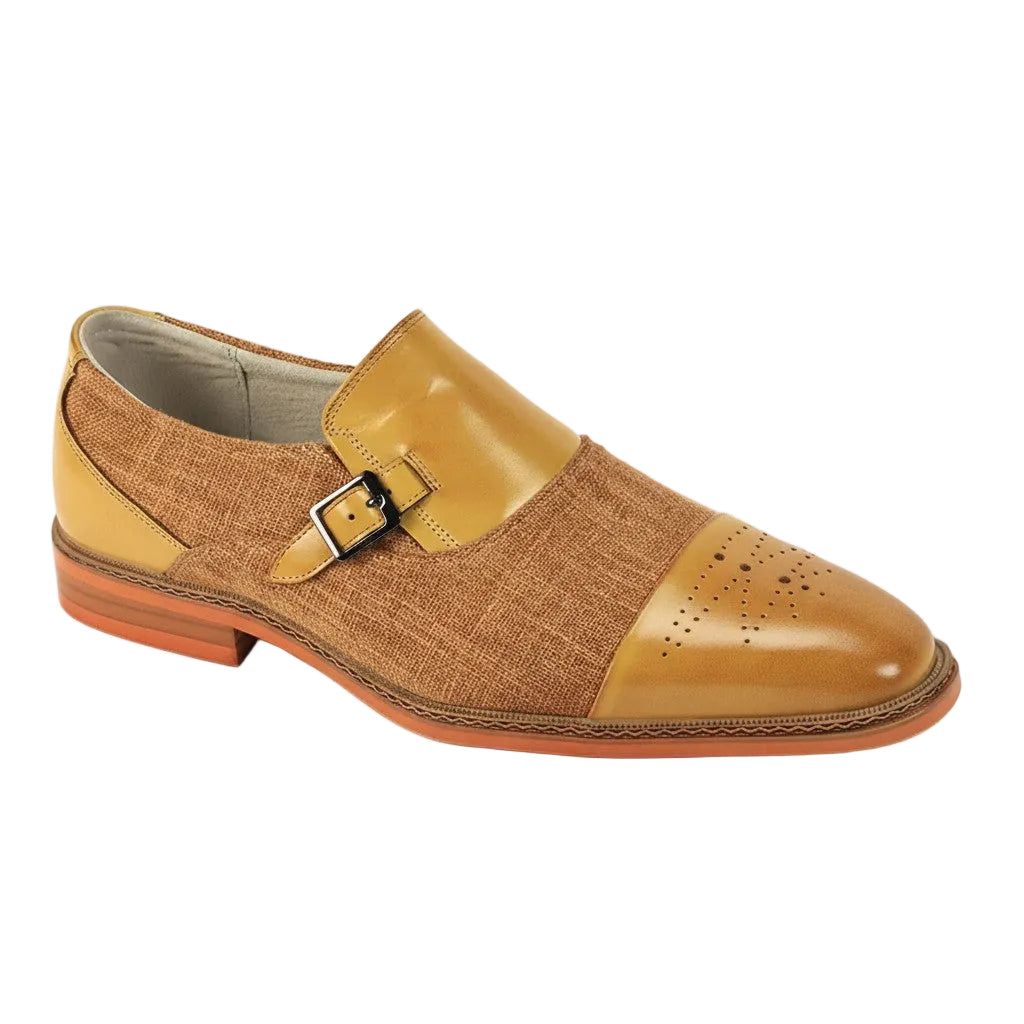 Avon Collection - Leather Cap-Toe Buckle Dress Shoes - Scotch/Tan