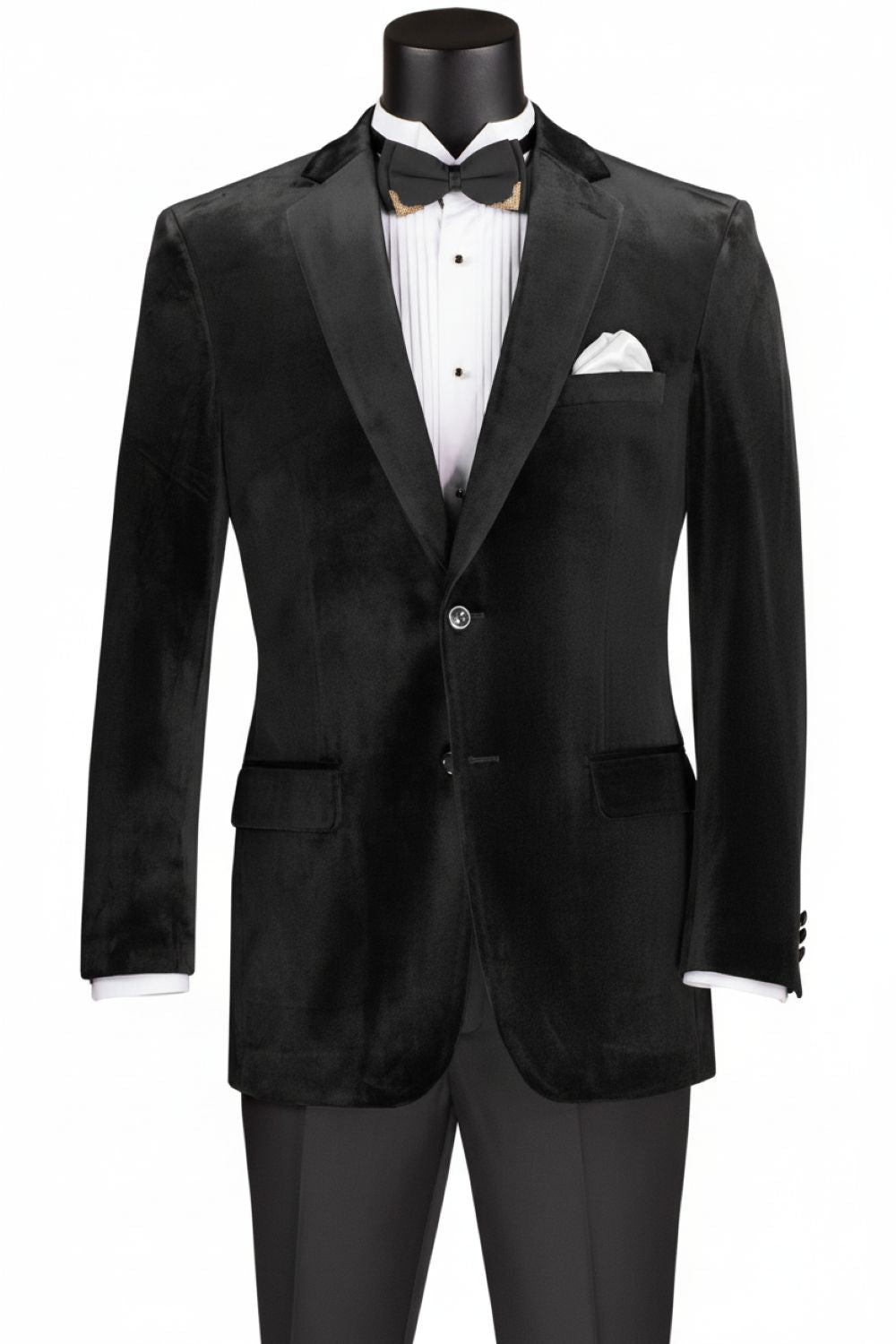 Velvet Regular Fit Fashion Jacket in Black