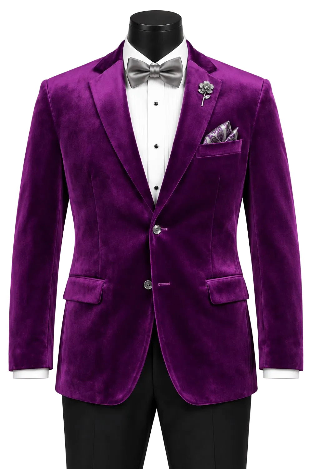 Velvet Regular Fit Fashion Jacket in Purple