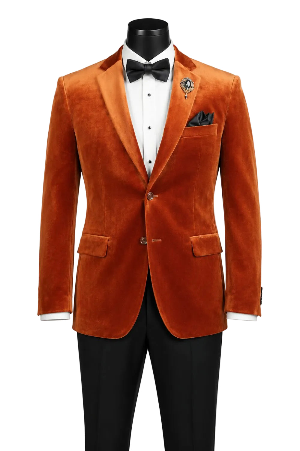 Velvet Regular Fit Fashion Jacket in Rust