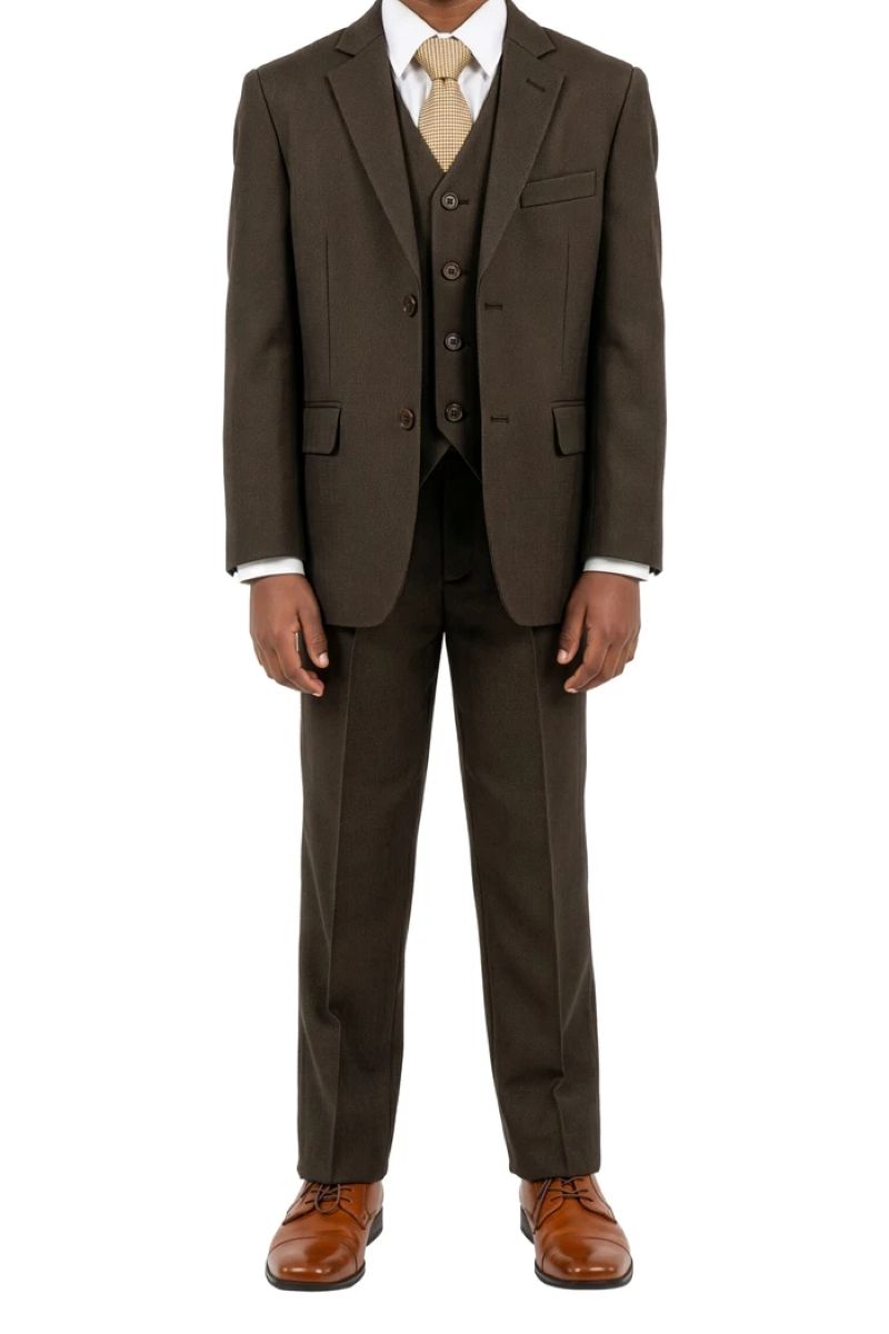 Classic Boy Suit 5 Piece Set Brown