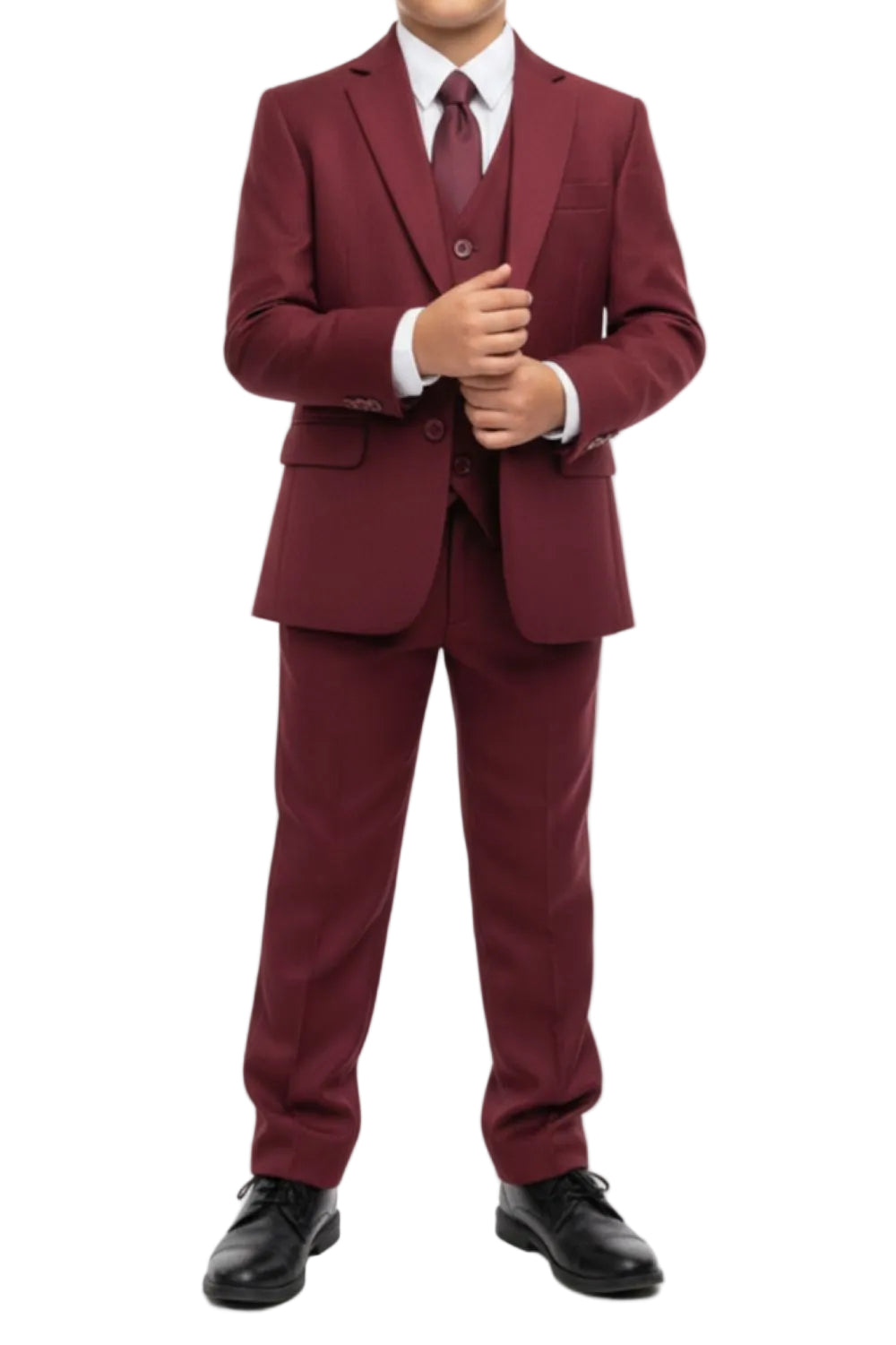 Classic Boy Suit 5 Piece Set Burgundy