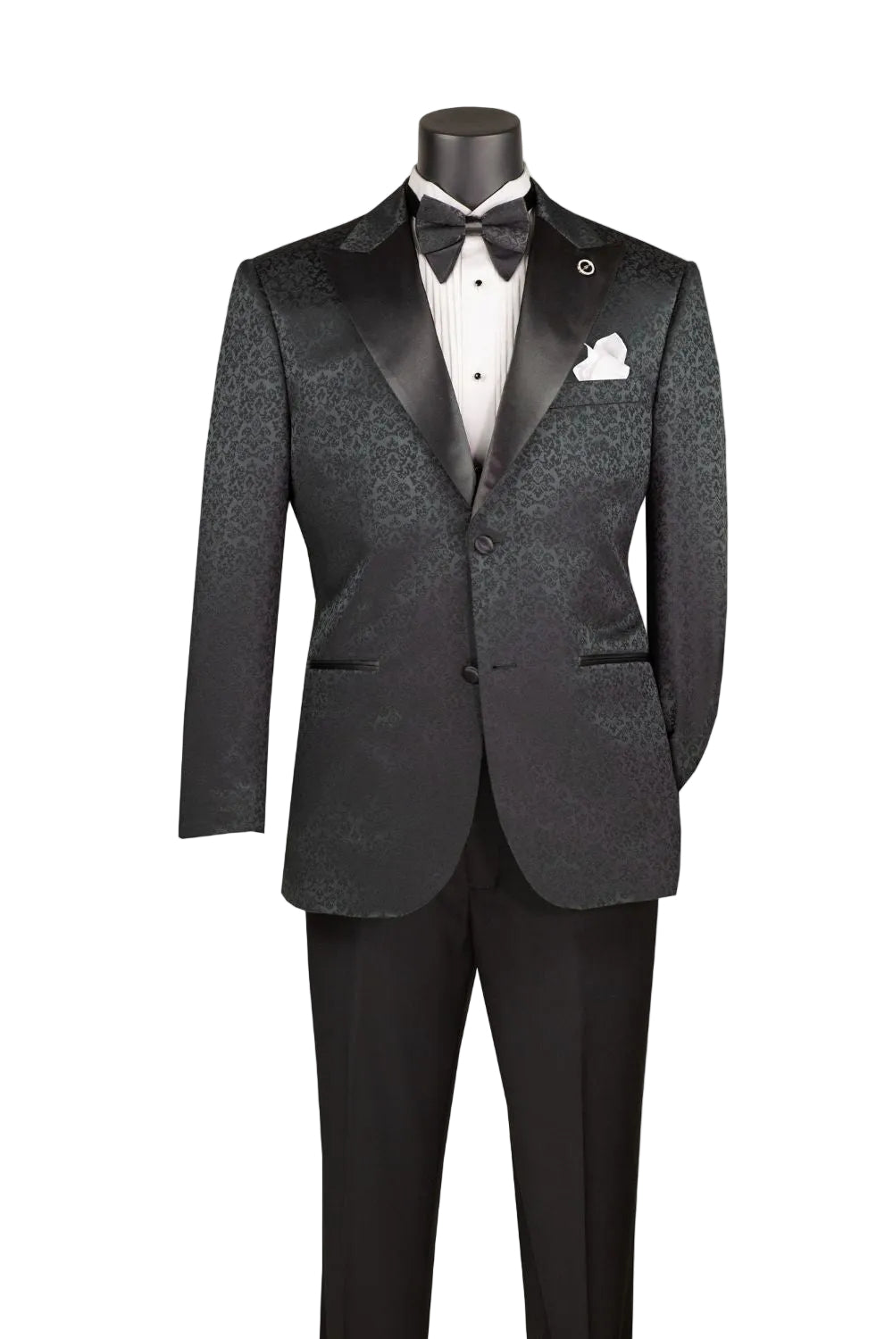 Regular Fit Floral Jacquard Peak Lapel Blazer - Black