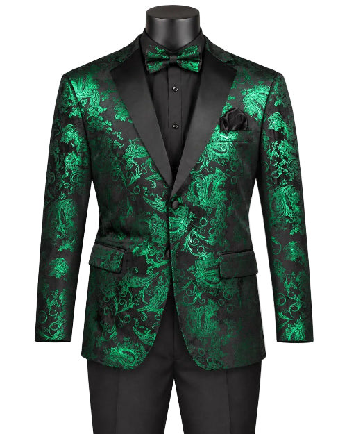 Emerald Modern Fit Velvet Jacket Metallic Design