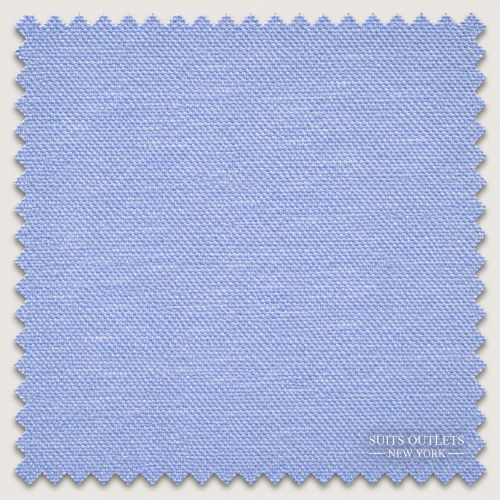 A square fabric swatch with scalloped edges in a light periwinkle blue color, showing a fine woven texture. The brand name 'SOOTS OUTLETS NEW YORK' is printed in white in the bottom right corner.