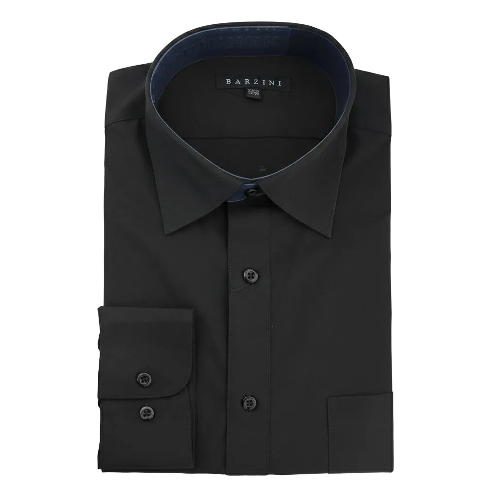 Modern Fit Dress Shirt Convertible Cuff in Black