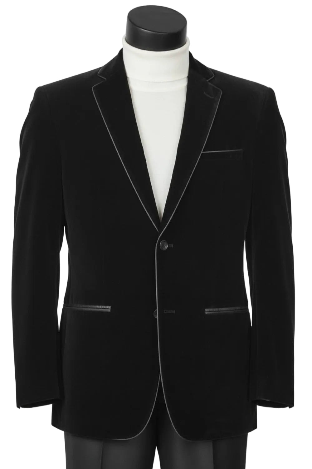 Black Slim Fit Velvet Sport Coat Single Breasted 2 buttons