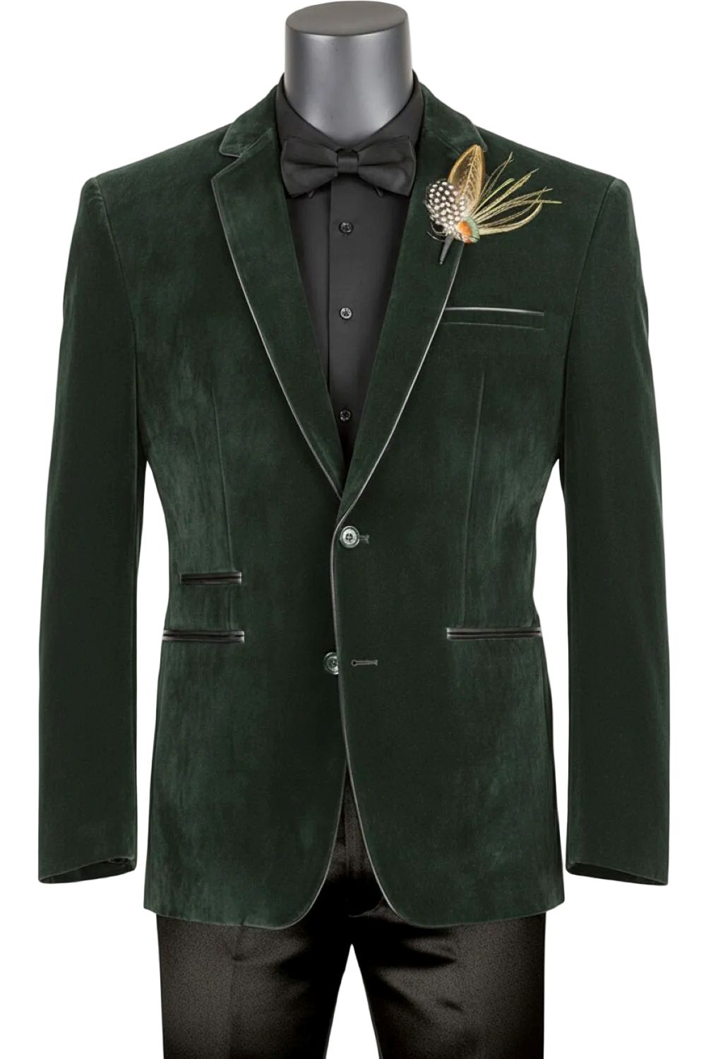 Emerald Green Slim Fit Velvet Sport Coat Single Breasted 2 buttons