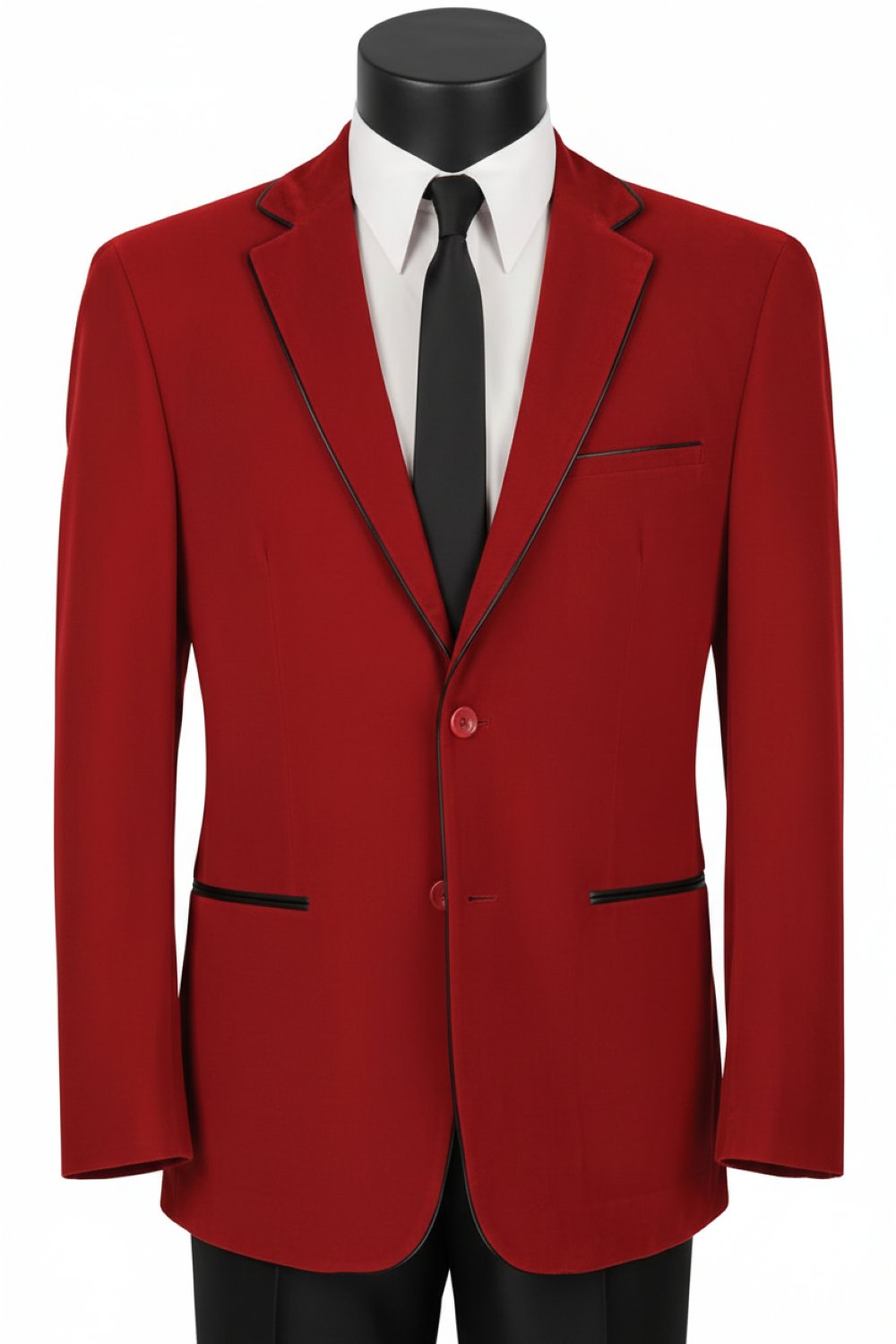 Red Slim Fit Velvet Sport Coat Single Breasted 2 buttons