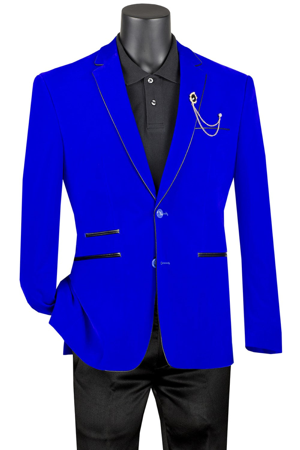 Slim Fit Velvet Sport Coat (Black) BS-02 main image 0