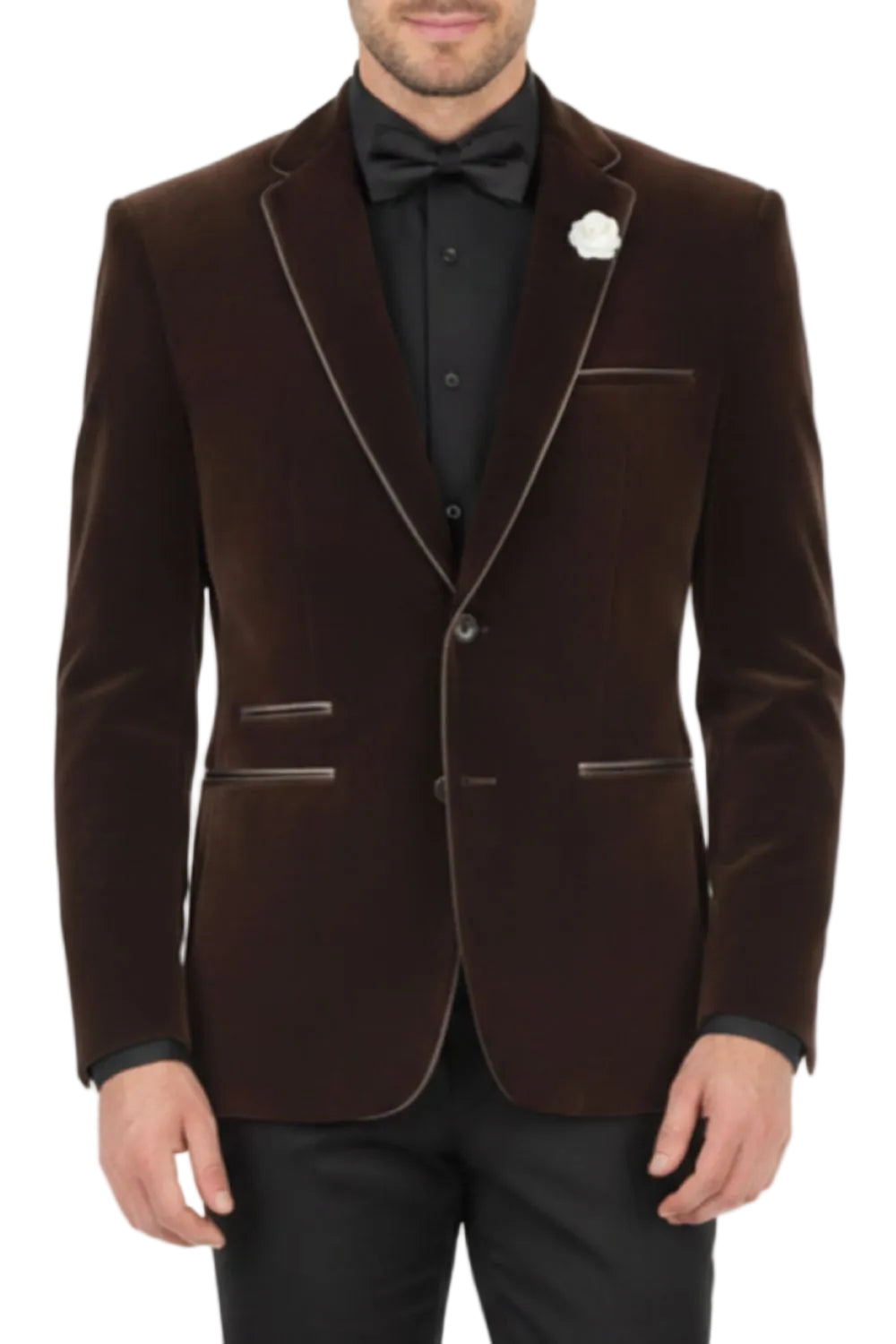 Chaqueta de Fiesta Slim Fit Terciopelo 1 Botón Solapa Chal en Morado