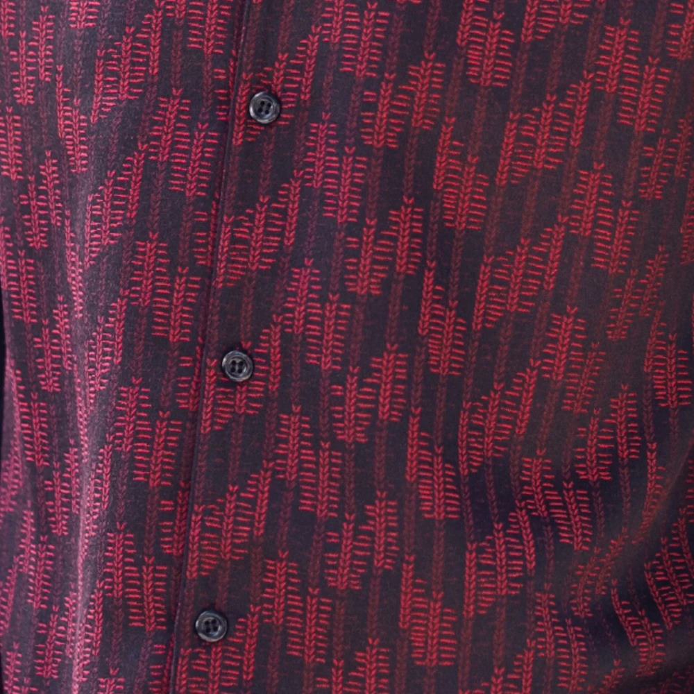 Men's navy solid wool 2-button suit, notched lapel, white shirt, red tie, full view.