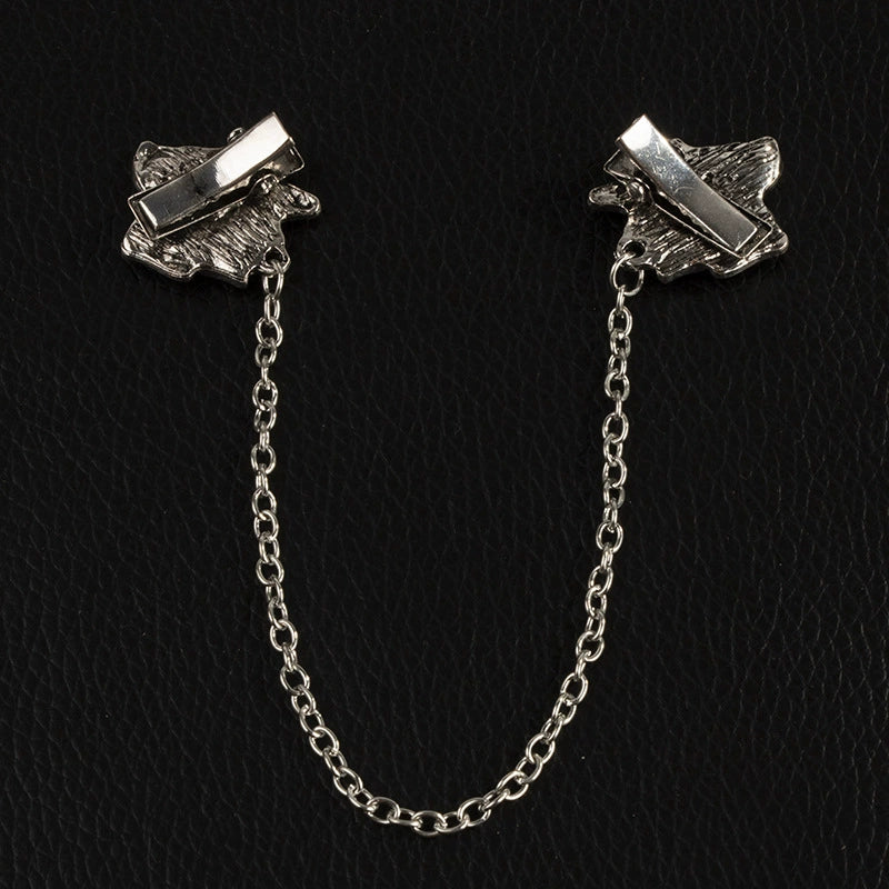 Black Rose Floral Design Single Chain Brooch back
