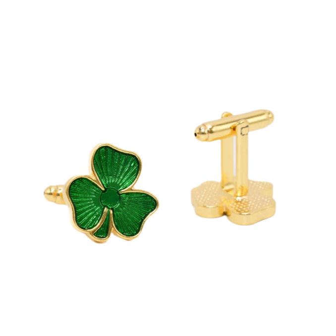 Emerald Irish Shamrock Cuff Links