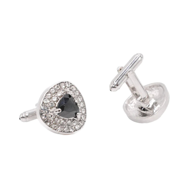 Triangular Black Crystal Diamond Cuff Links
