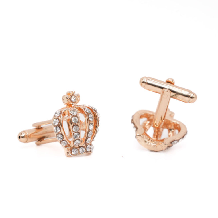 Rose Gold Crown Cuff Links