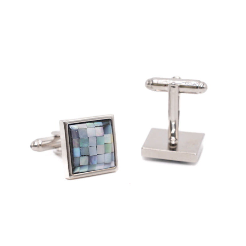 Square Chrome Checkboard Design Cuff Links