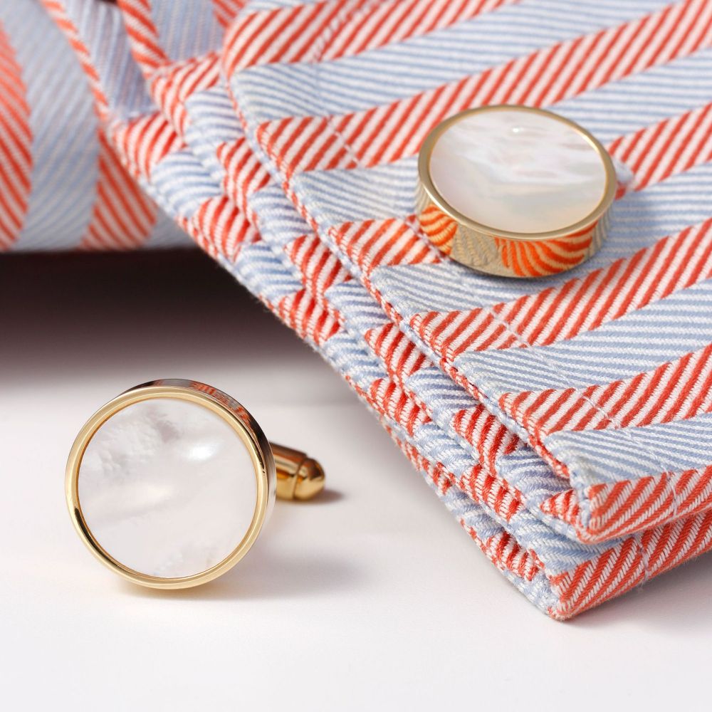 2 cuff links on dress shirt sleeve