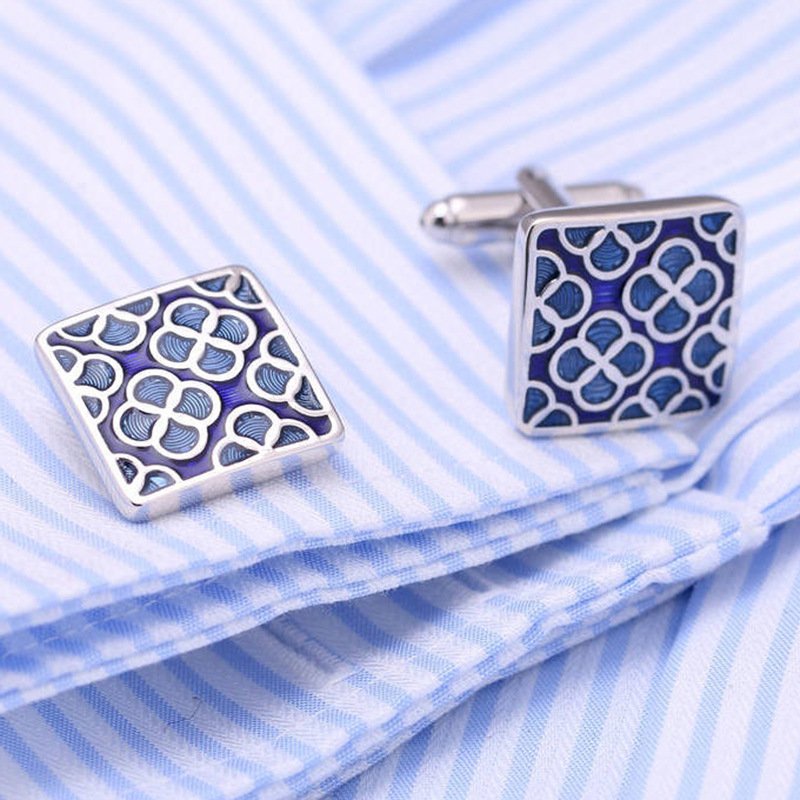 Boîte d'accessoires pour boutons de manchette pour hommes en or marbré