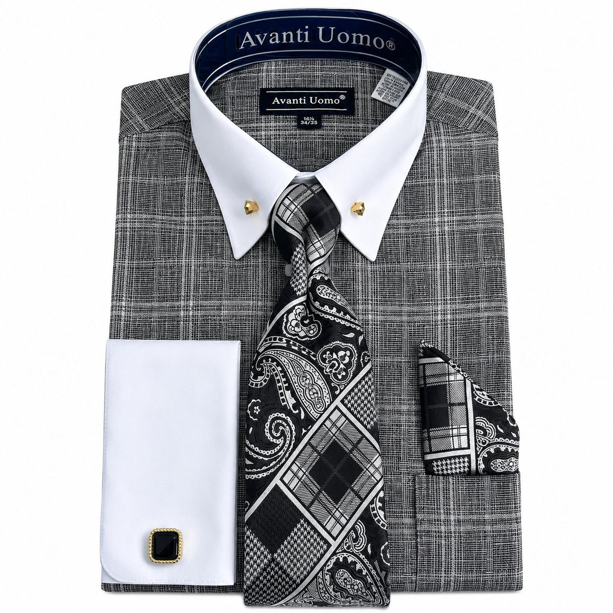 french cut dress shirt Men's Regular Fit Glen Plaid Cuff Set Size:Infant 7 ERA affordable suits Chocolate Asymmetric Corset Neck